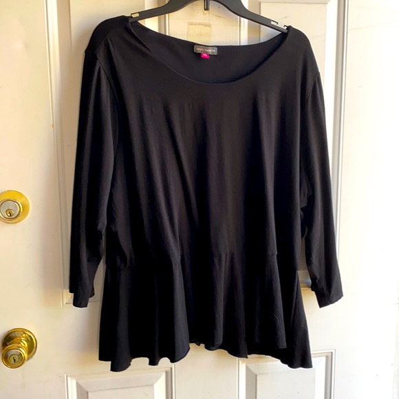 Vince Camuto Slimming Black Peplum Blouse Top 3X - Picture 1 of 5